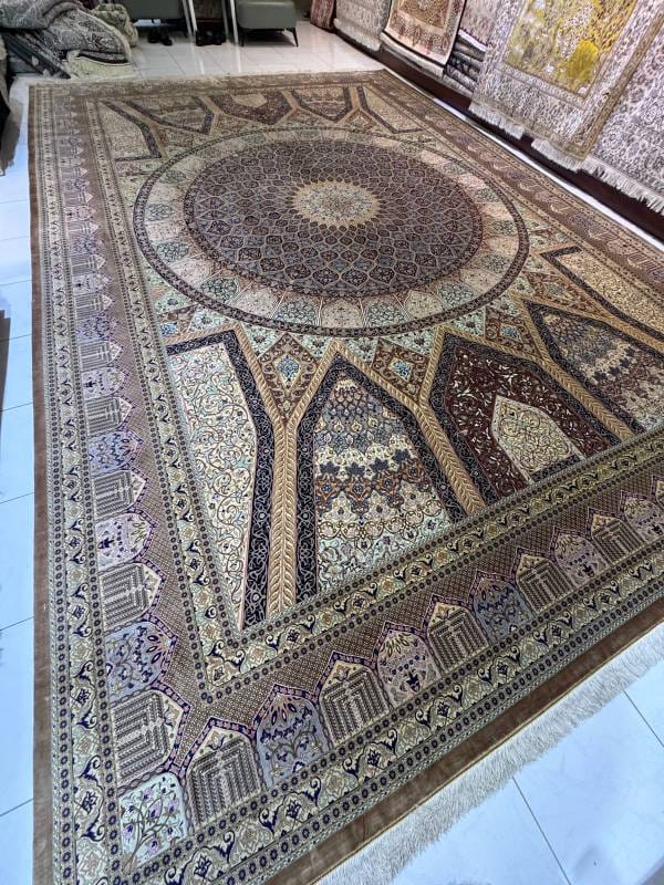 Handmade Qum Pure Silk Persian Carpet – 4m x 6m (Available in UAE)