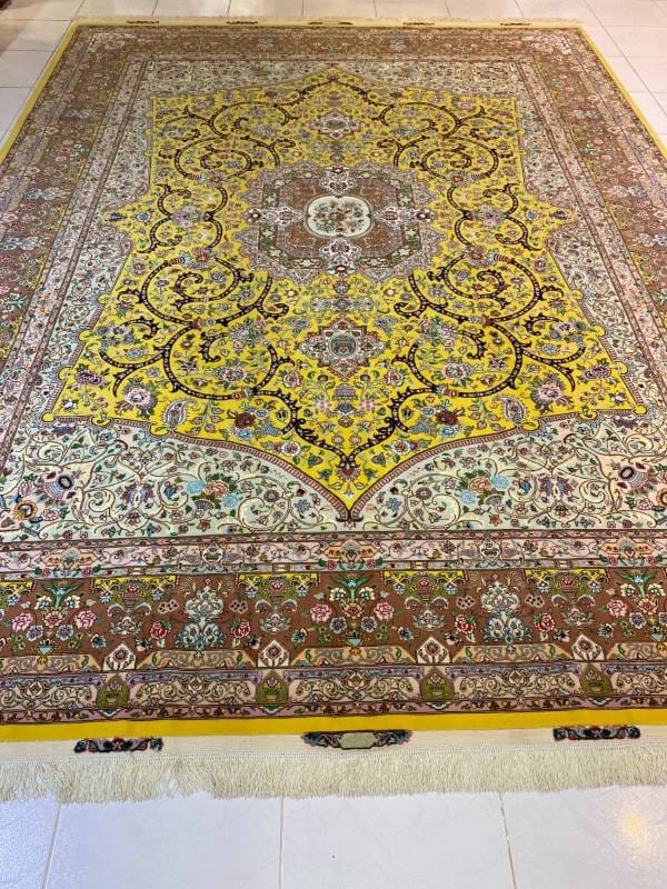 Handmade Iranian Tabriz 60 Raj Silk Carpet – 3m x 4m, Luxurious Persian Masterpiece