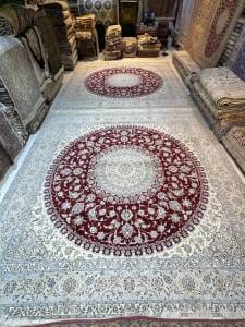 High-Quality Sharla Wool & Silk Iranian Handmade Carpet – 3.50m x 3.50m, Available as Pair